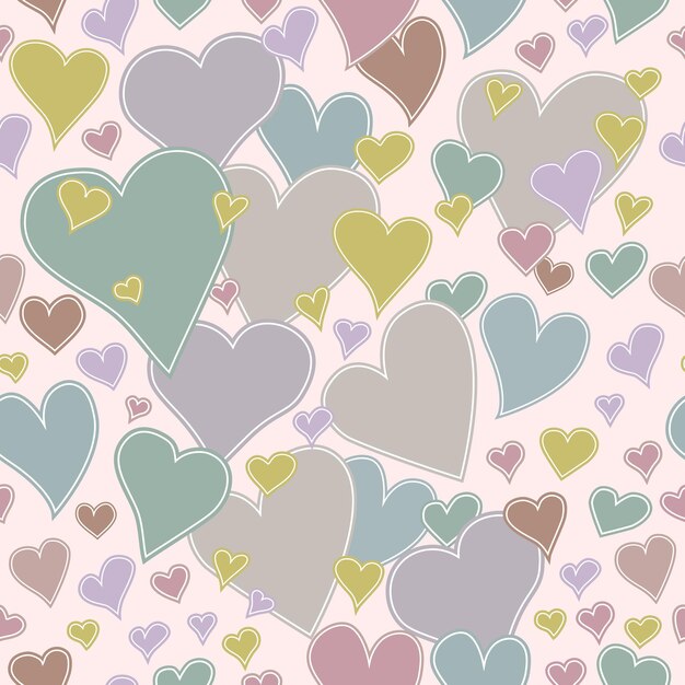 Patrón romántico sin costuras con corazones de colores Textura sin costuras de corazón Fondo del Día de San Valentín