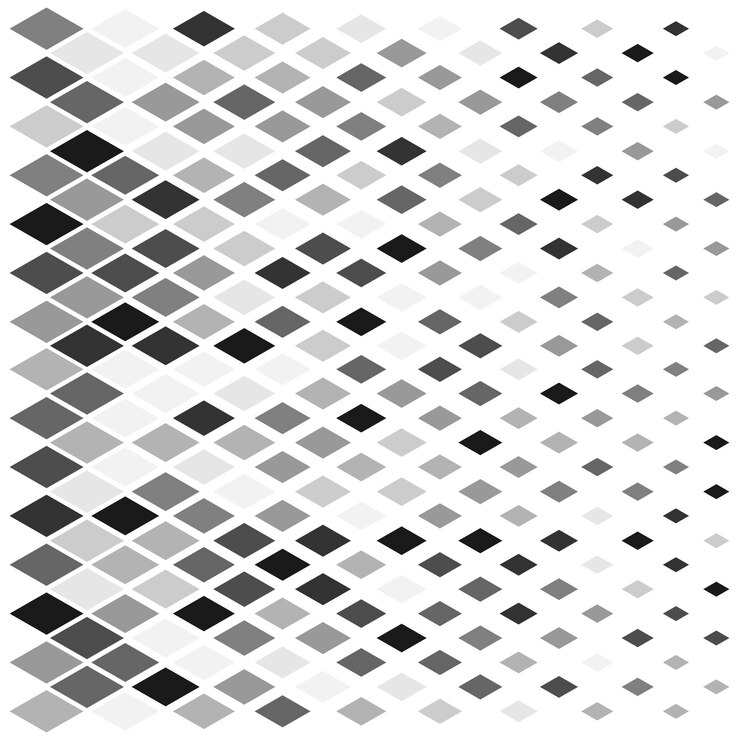 Vector patrón de rombo horizontal de tonos negros, grises y blancos.