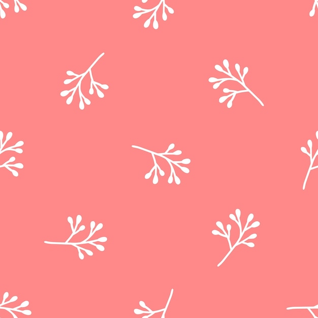 Patrón rosa sin costuras con hojas de flores blancas