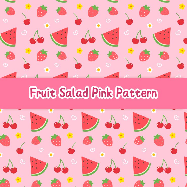 El patrón rosa de la ensalada de frutas