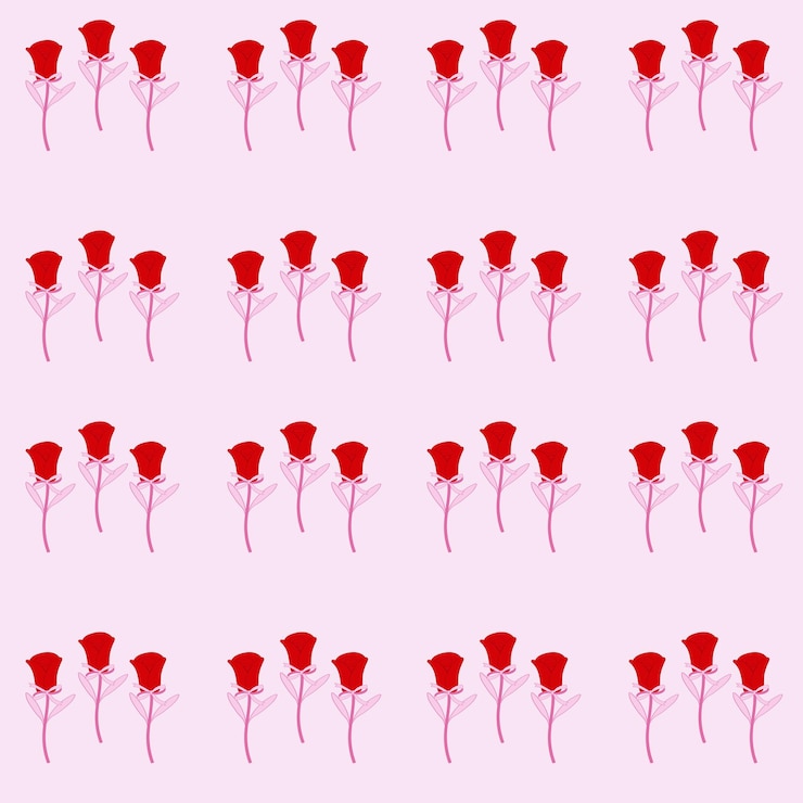 Vector el patrón de la rosa de la flor roja sin costuras en fondo rosa
