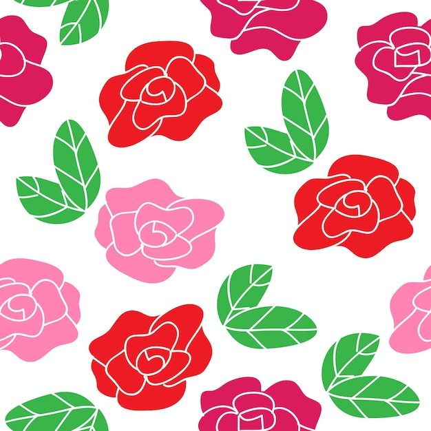 Patrón de rosas rosadas sin fisuras. vector fondo floral