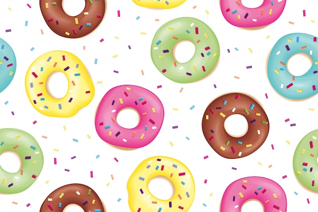 Patrón de rosquillas coloridas dulces