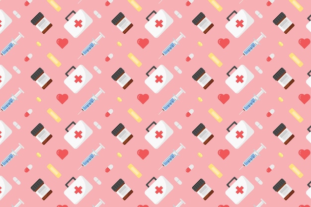 Vector patrón de salud con fondo rosado