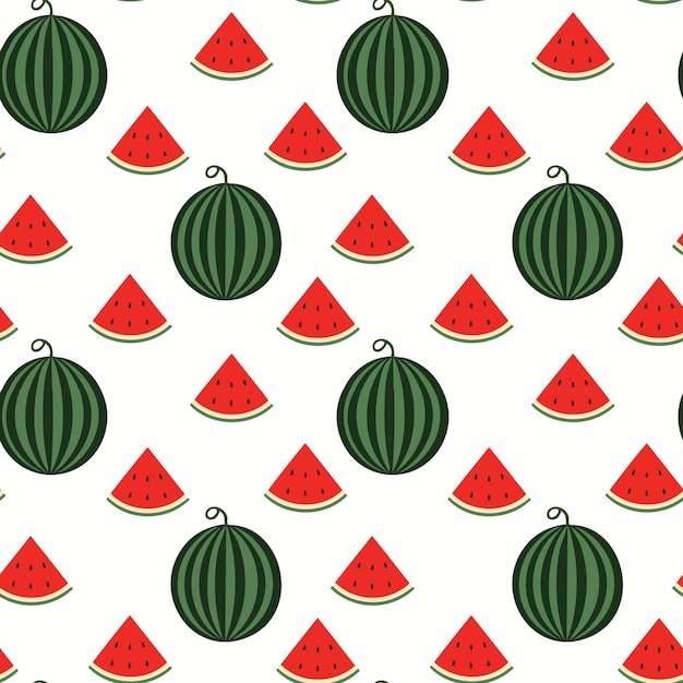 Patrón de sandía y rebanadas - Diseño de frutas de verano
