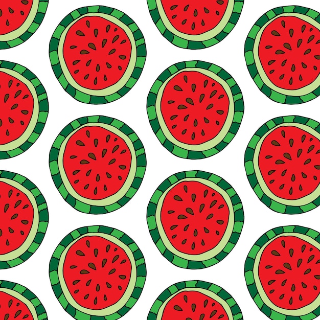 Patrón de sandías sin fisuras. Fondo vectorial. Diseño plano.