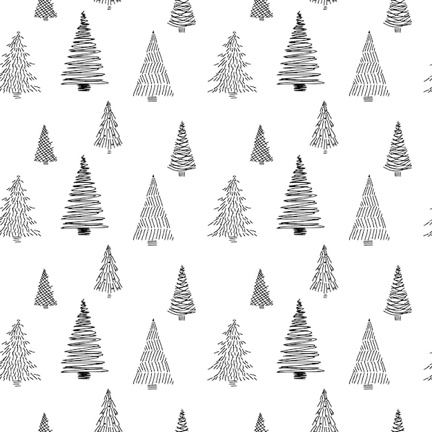 Patrón seamlwss con ilustración estilizada de árboles de navidad