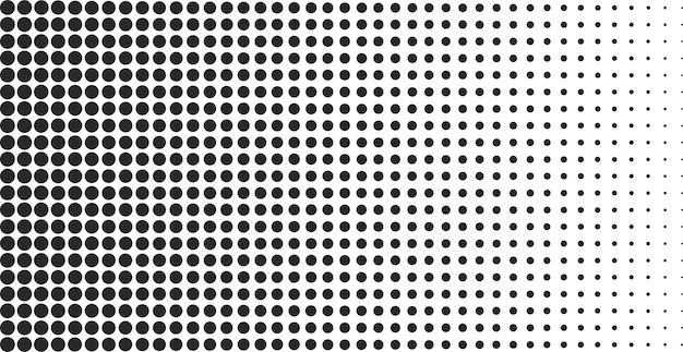 Patrón de semitono de degradado horizontal Fondo de puntos Plantilla de textura Ilustración vectorial aislada