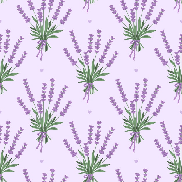 Patrón sencillo sin costuras con ramos de lavanda Gráficos vectoriales