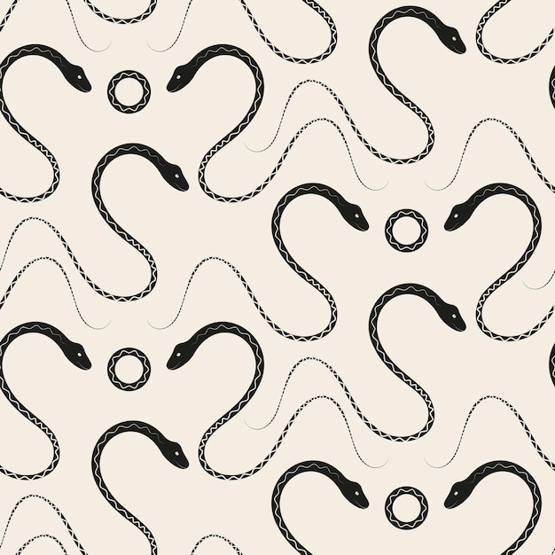 Patrón con una serpiente negra y beige Vector