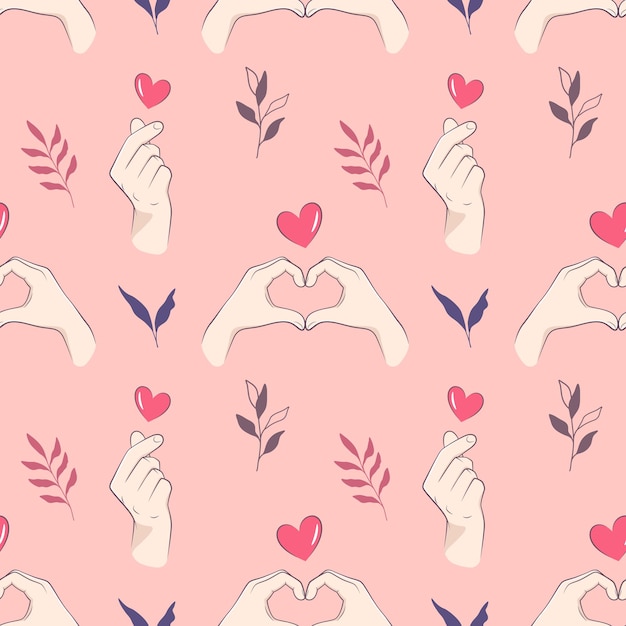 Patrón de signo de mano de corazón
