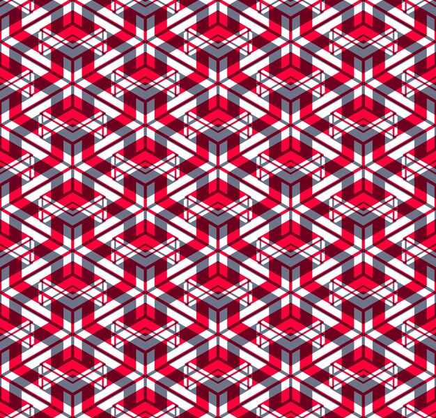 Patrón simétrico colorido sin fin, diseño gráfico. Composición óptica entrelazada geométrica, EPS10 transparente.