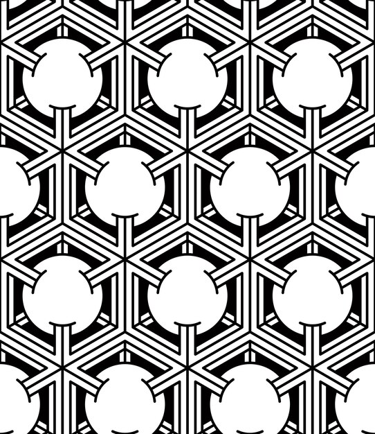 Patrón simétrico monocromático sin fin, diseño gráfico. Composición óptica entrelazada geométrica.