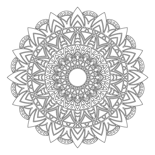 Patrón simétrico en el yoga tántrico del budismo y el hinduismo Ornamento de mandala de contorno para colorear y hacer scrapbook Un elemento de diseño para el desarrollo de una composición de color