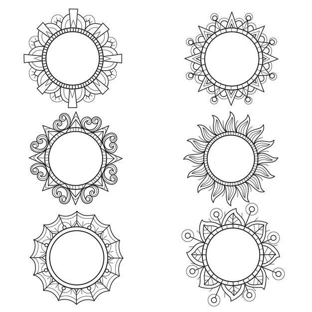Patrón de sol dibujado a mano para libro de colorear para adultos