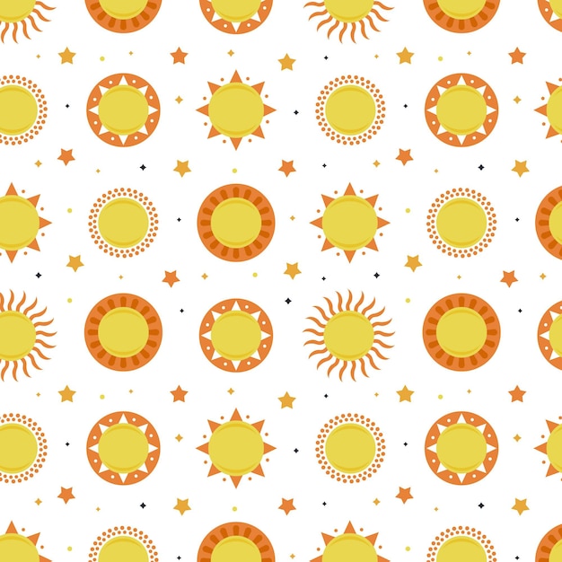Vector patrón de sol de diseño plano