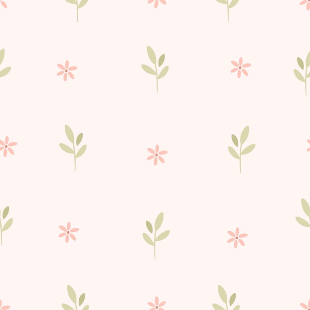Patrón suave sin costuras con pequeños brotes y flores Impresión minimalista de vivero