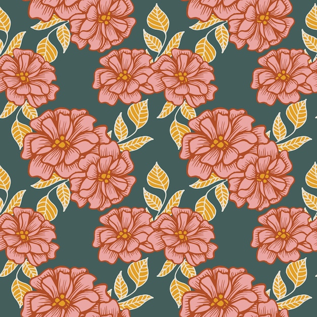 Patrón de superficie floral abstracto dibujado a mano