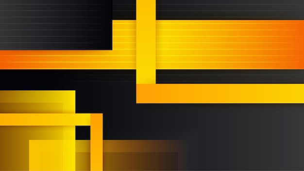 Patrón de superposición de forma de color dorado negro y amarillo moderno sobre fondo oscuro con sombra Forma geométrica de color de moda abstracta con espacio de copia Concepto futurista y tecnológico Ilustración vectorial