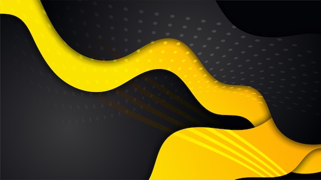 Patrón de superposición de forma de color dorado negro y amarillo moderno sobre fondo oscuro con sombra forma geométrica de color de moda abstracta con espacio de copia concepto futurista y tecnológico ilustración vectorial