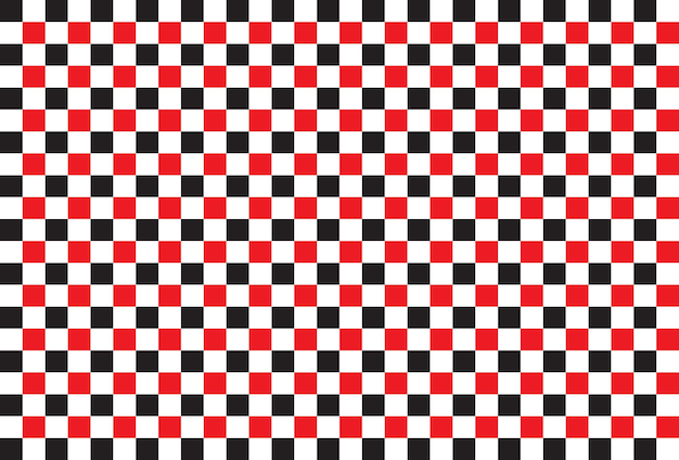 Un patrón de tablero de ajedrez en blanco y negro con cuadrados rojos y blancos Archivo vectorial