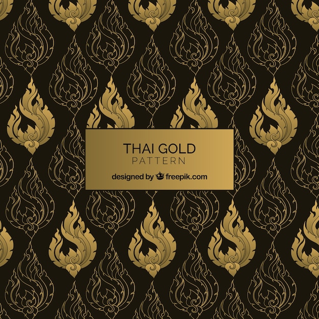 Patrón tailandés elegante con estilo dorado