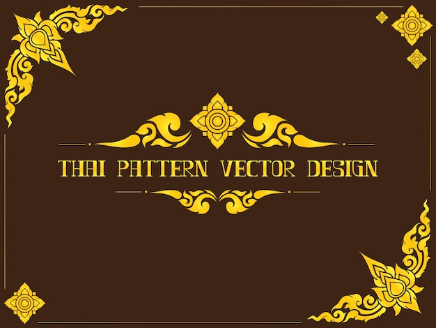 patrón tailandés elemento de diseño de la cultura de Asia dorada para decorar la tarjeta de marco de frontera
