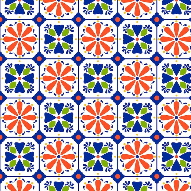 Patrón de talavera mexicana de diseño plano