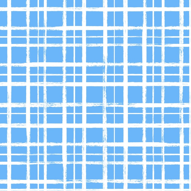 Patrón de tartán vectorial Fondo de pincel blanco azul