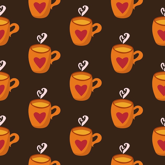Patrón de taza de corazón sin costuras