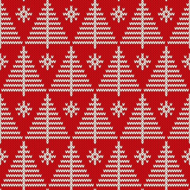 Patrón de tejer sin costuras de vacaciones de invierno con árboles de navidad. suéter tejido