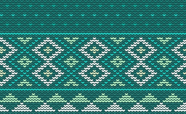 Patrón de tejido de suéter Bordado étnico vectorial Fondo nórdico Estilo de ilustración de punto