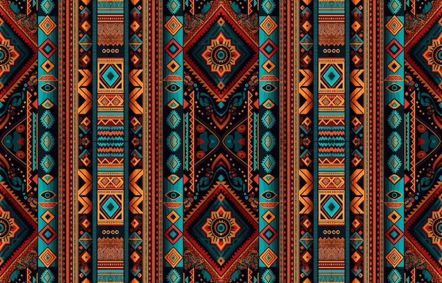 Patrón de tela sin costura étnica Resumen tradicional folk antiguo vintage retro línea gráfica textil