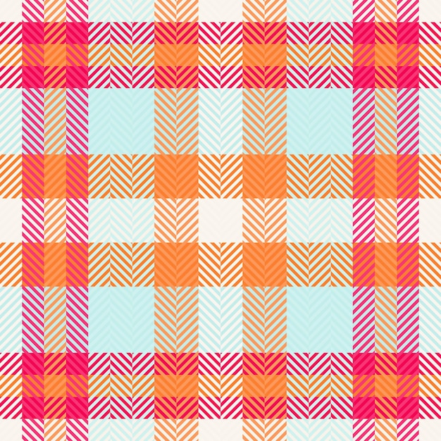 Patrón de tela a cuadros textil de fondo vacío a cuadros sin costuras de textura vectorial americana a cuadros de tartan en colores naranja y claro