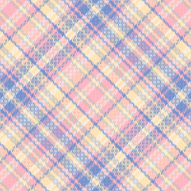 Patrón de tela escocesa de tartán sin costuras con textura y color pastel Ilustración vectorial