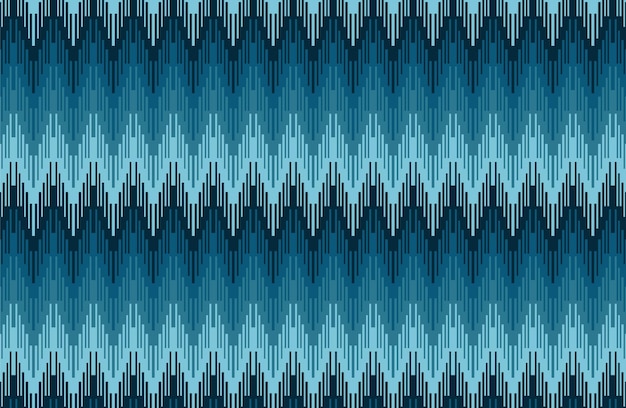 Patrón de tela Ikat en zigzag azul
