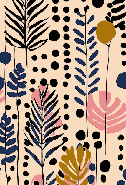 Patrón de tela inspirado en la botánica colorida vectorial