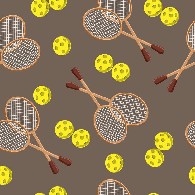 Patrón de tenis sin costuras con raquetas y bolas