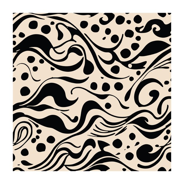 Patrón de textil botánico clásico neutro negro y beige