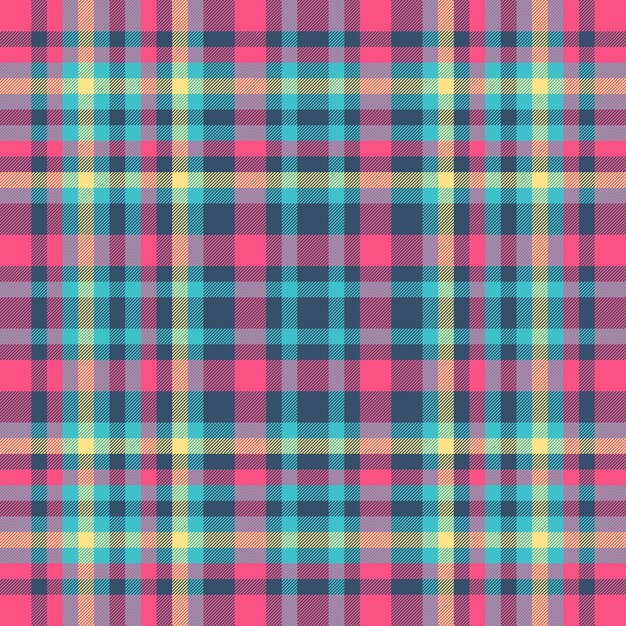 Patrón textil a cuadros de tela de fondo de control con una textura vectorial tartan sin costura en colores azul y rojo