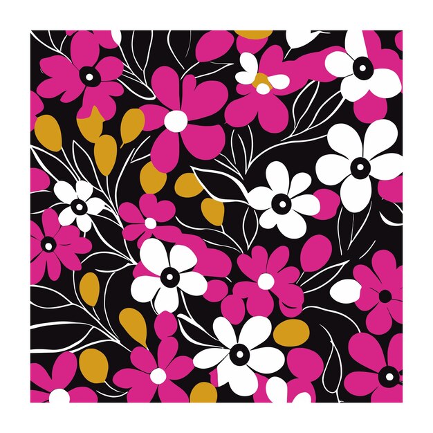 Patrón textil de formas botánicas magenta y mostaza