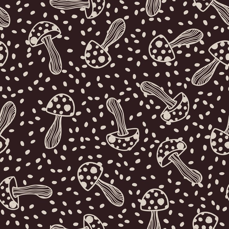 Patrón de textil monocromático de hongo batik