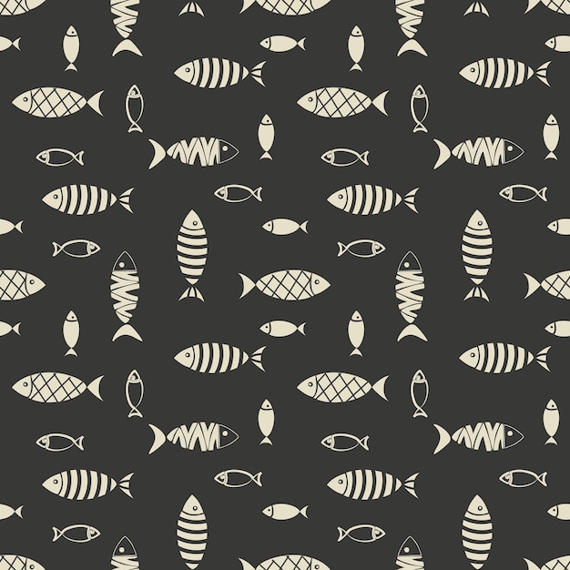 Patrón de textil de pescado abstracto monocromo