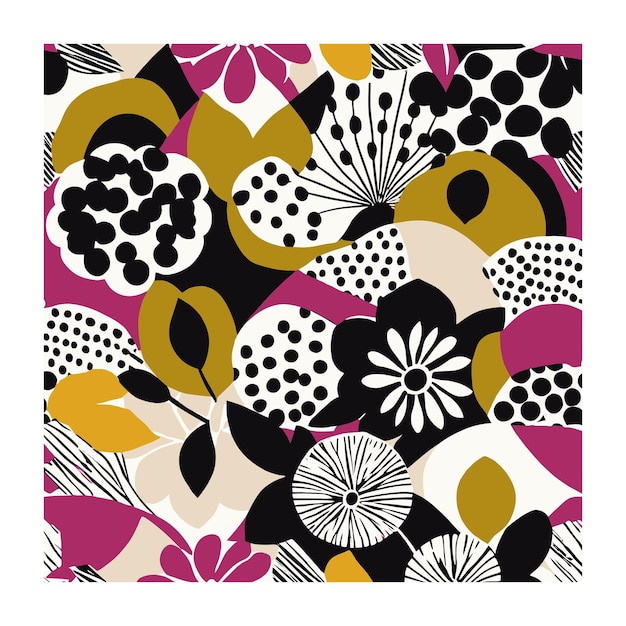 Patrón textil retro flores coloridas