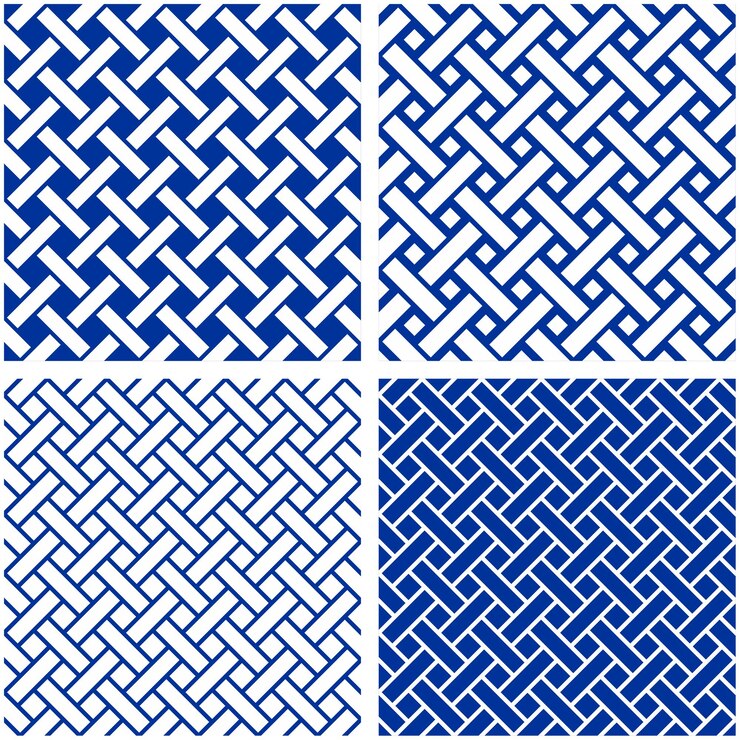 Patrón textil trenzado vector azul transparente