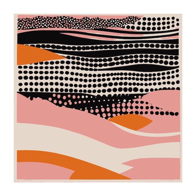 Patrón textil único dibujado a mano en rosa negro naranja