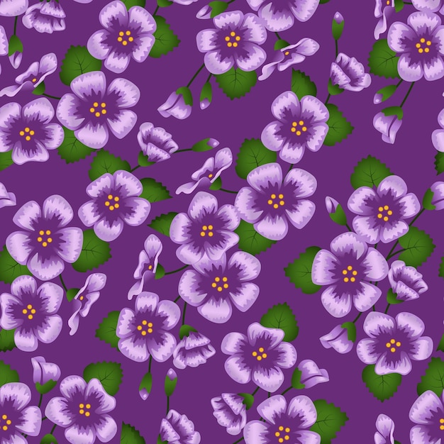 Vector patrón para textiles hechos de lindas flores moradas