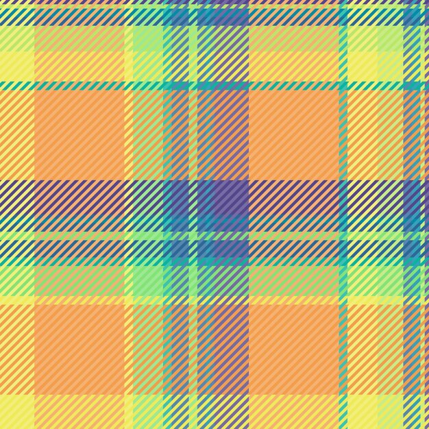 Patrón de textura sin costuras de colcha, tela hippy, tartan a cuadros árabe, vector de fondo textil en colores naranja y amarillo