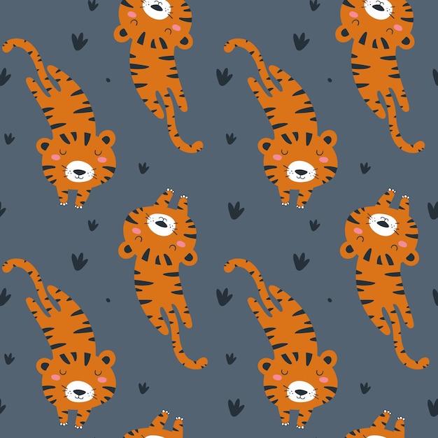 Patrón con tigre. Ilustración vectorial