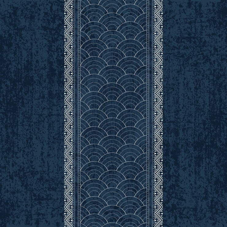 Vector patrón de tinte añil sashiko con bordado japonés blanco tradicional